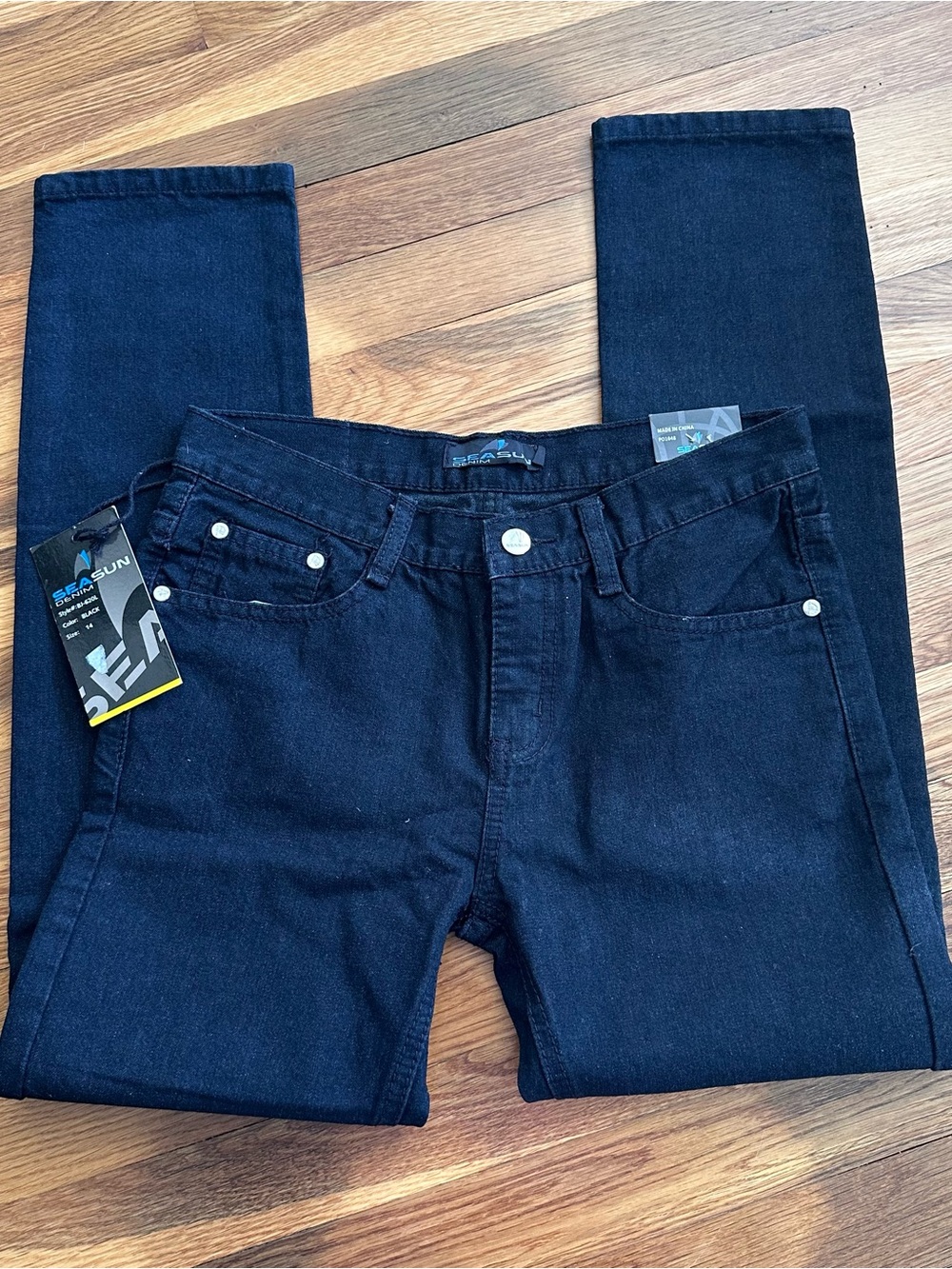 SeaSun Boys Size 14 Dark Wash Denim Jeans Straight Fit 100% Cotton NWT